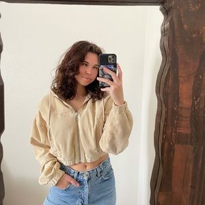 Cream Cropped Zipup
